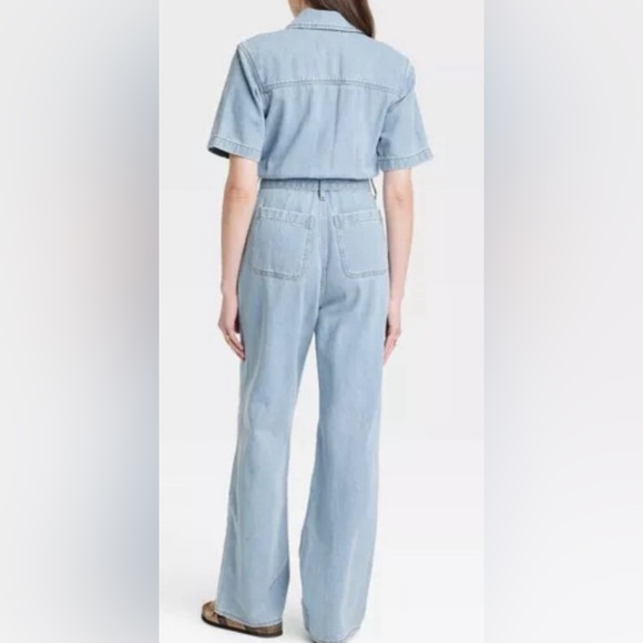 Women's Denim Cargo Jumpsuit - Universal Thread™ Medium Wash, wide legs - Picture 14 of 14